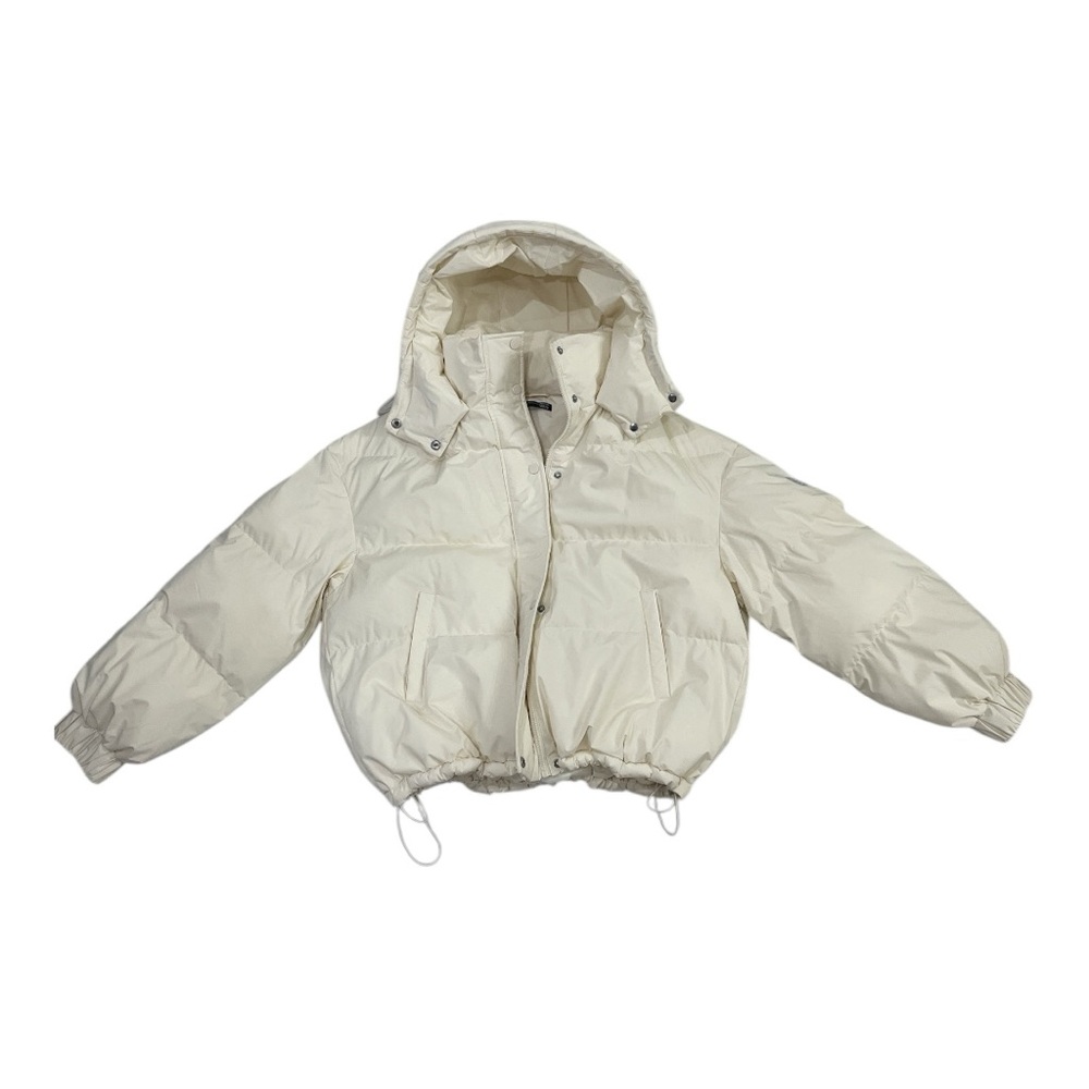 SHEIN Cream Bomber Jacket with Quilted Design